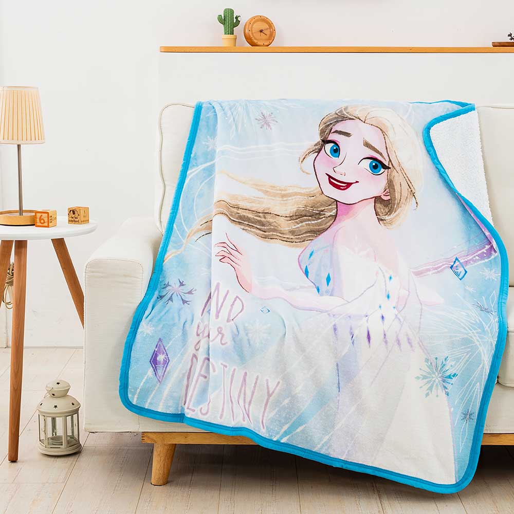 Elsa Frozen "Find Your Destiny" Sherpa Backed Disney Throw Blanket