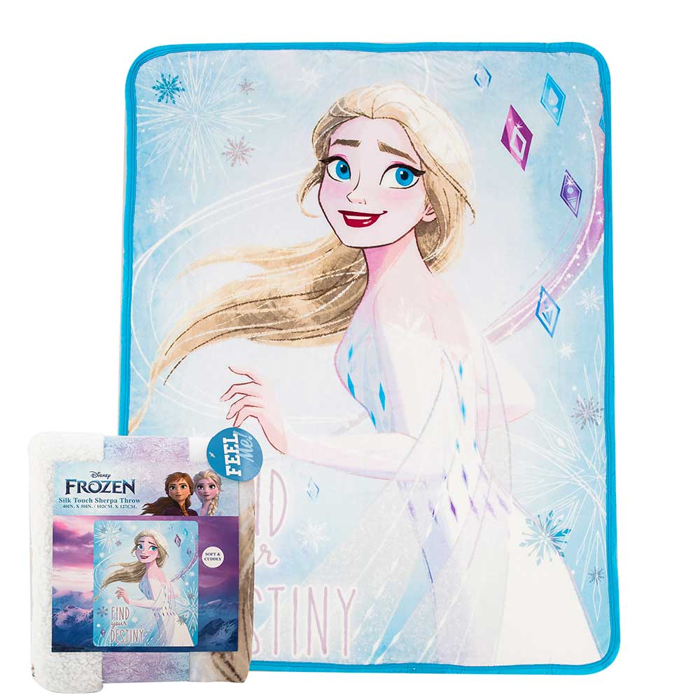 Elsa Frozen "Find Your Destiny" Sherpa Backed Disney Throw Blanket