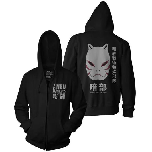 Naruto Shippuden Anbu Black Ops Front Tactical Squad Zip Hoodie