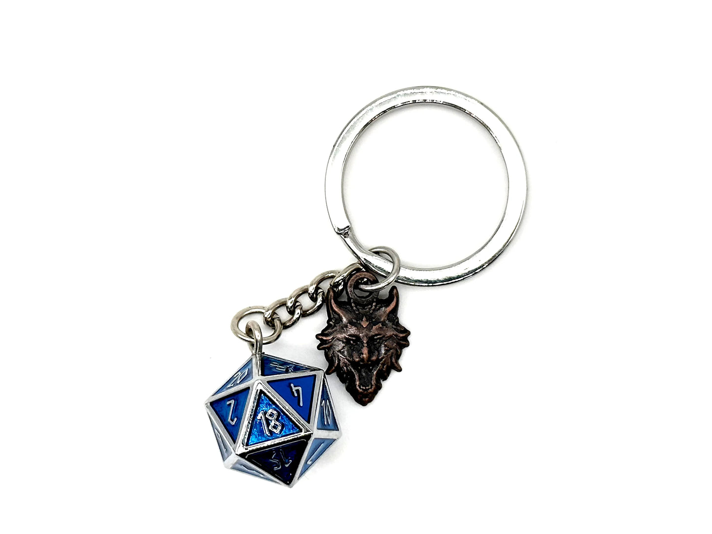 D20 Dice Blue Keychain