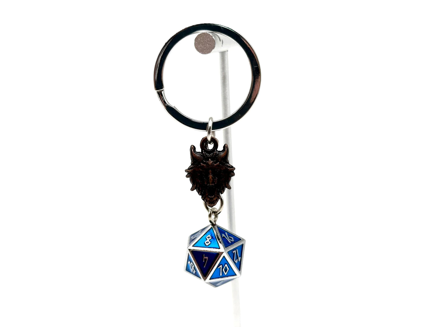 D20 Dice Blue Keychain