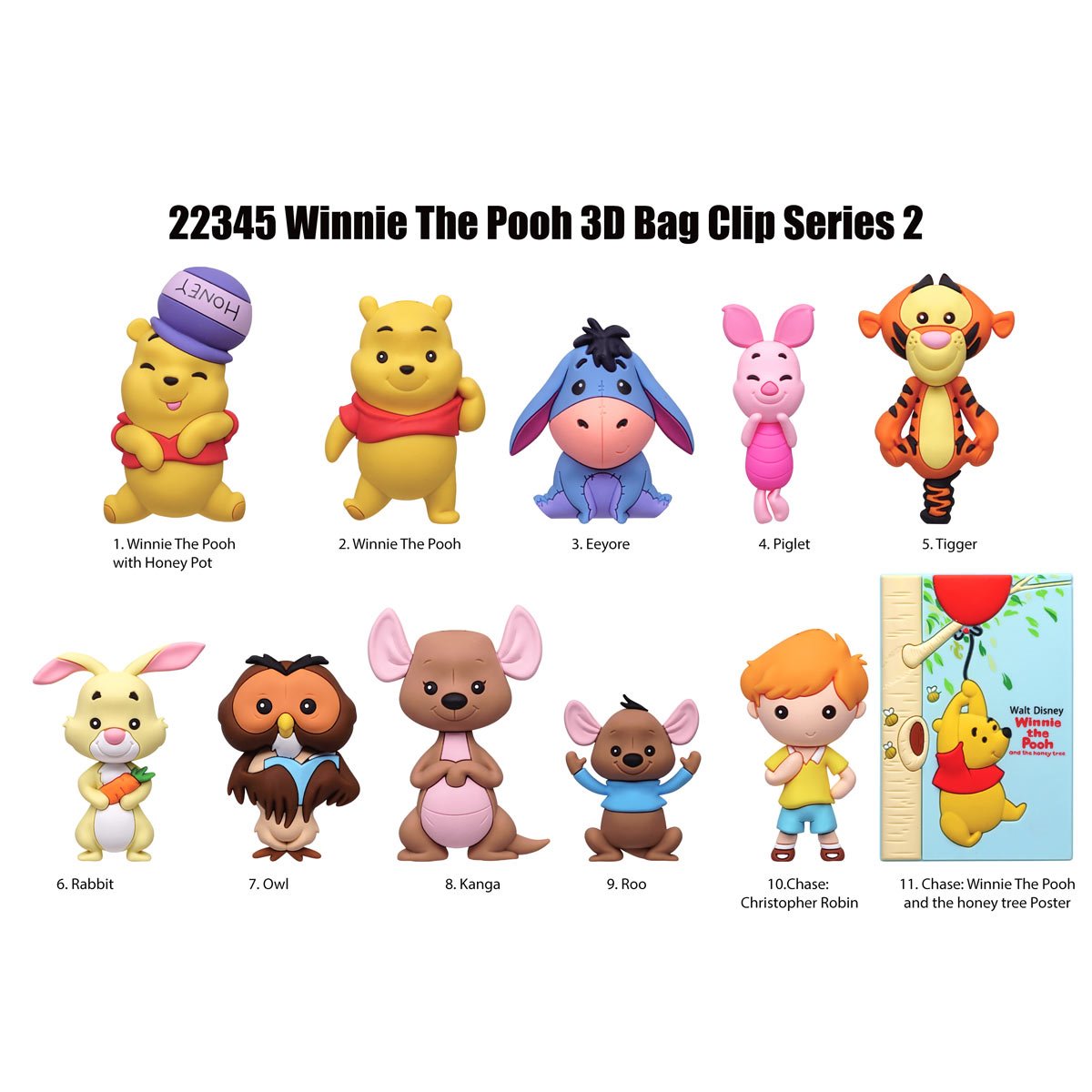 Disney Winnie The Pooh Series 65 Foam Character Keychain Bag Clips: Blind Bags Case of 24
