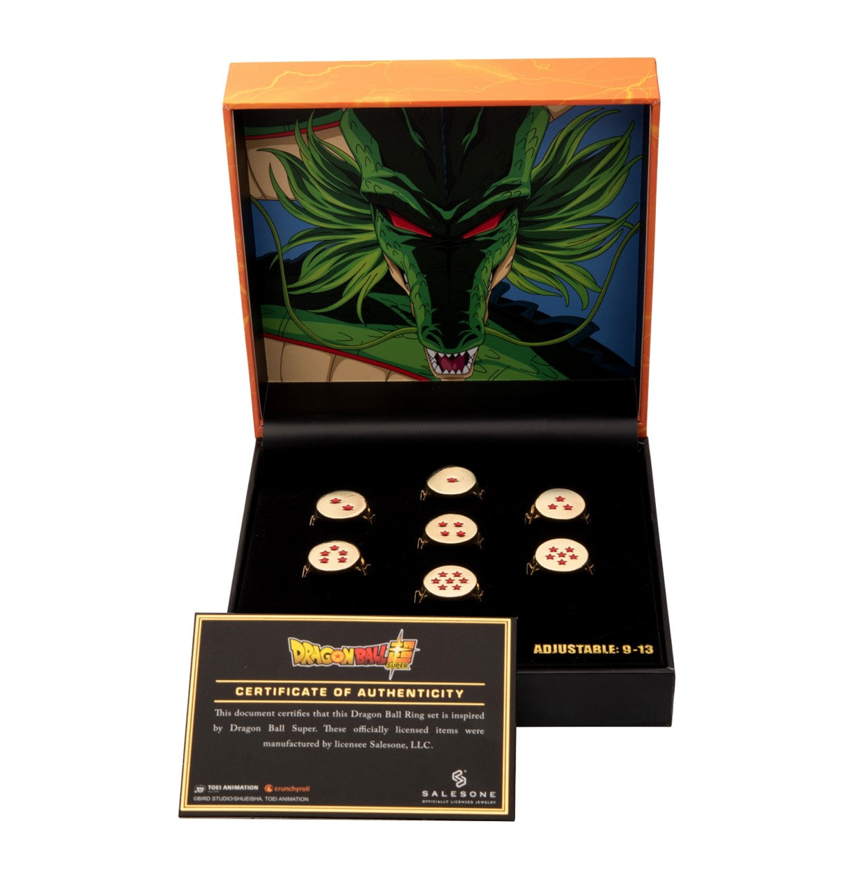 Dragon Ball Super Goku Black Scythe Necklace, Potara Earring, and Time Ring Set