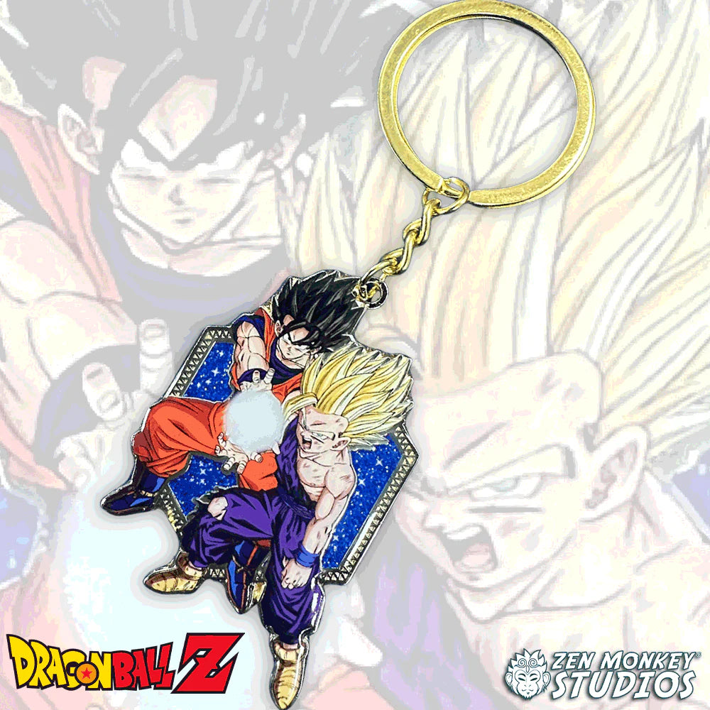 Dragon Ball Z Father and Son Kamehameha Gold Enamel Keychain