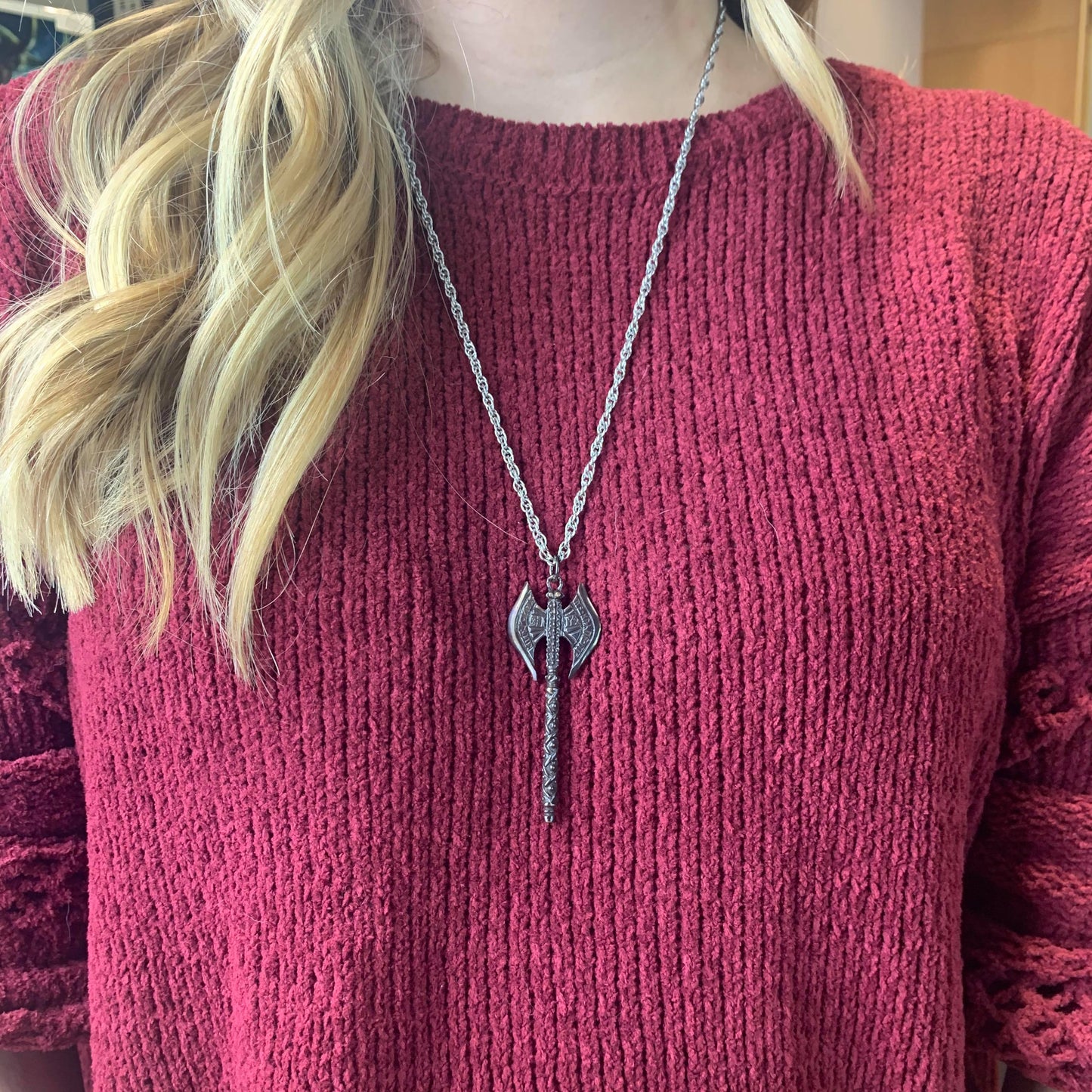 Lord of the Rings Dwarf Battle Axe Bronze Necklace