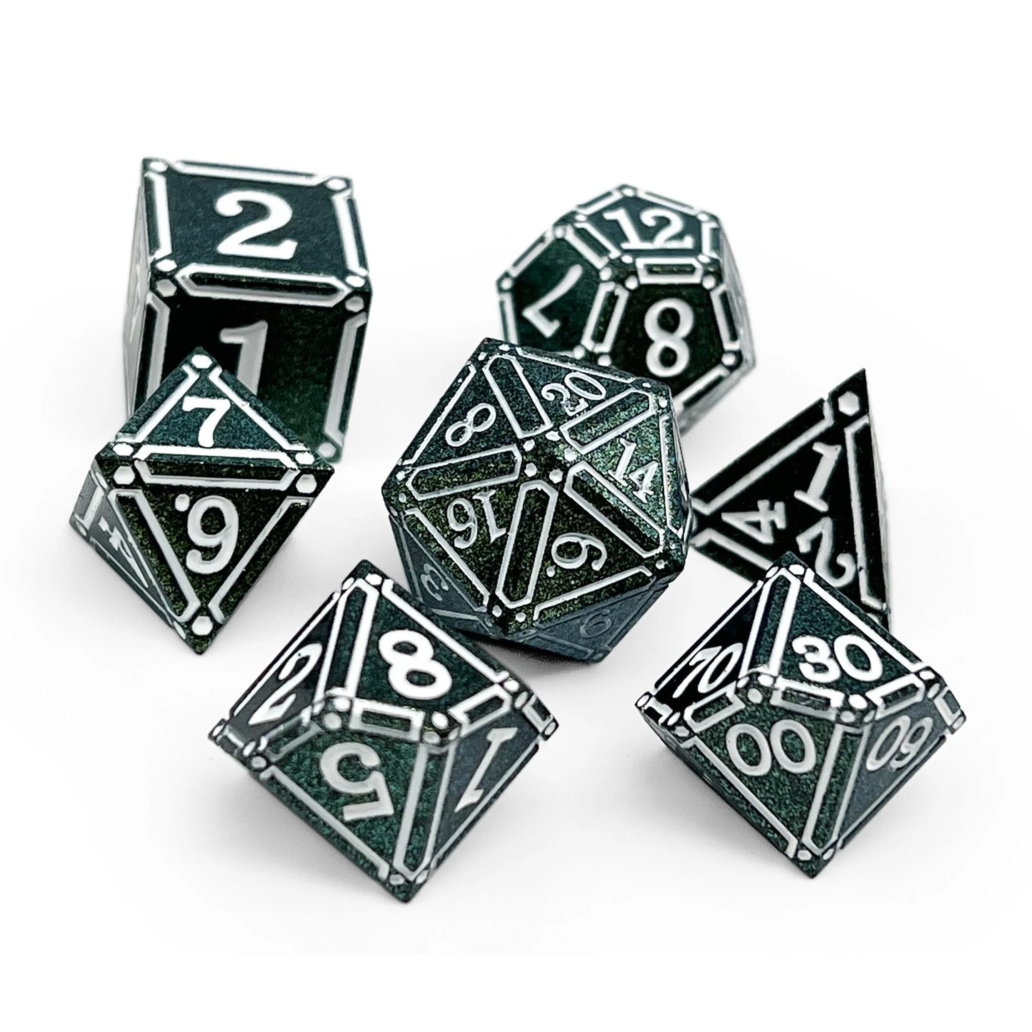 Ironworks - Necromancer Spellbook 7 Piece RPG set Alloy Metal Dice