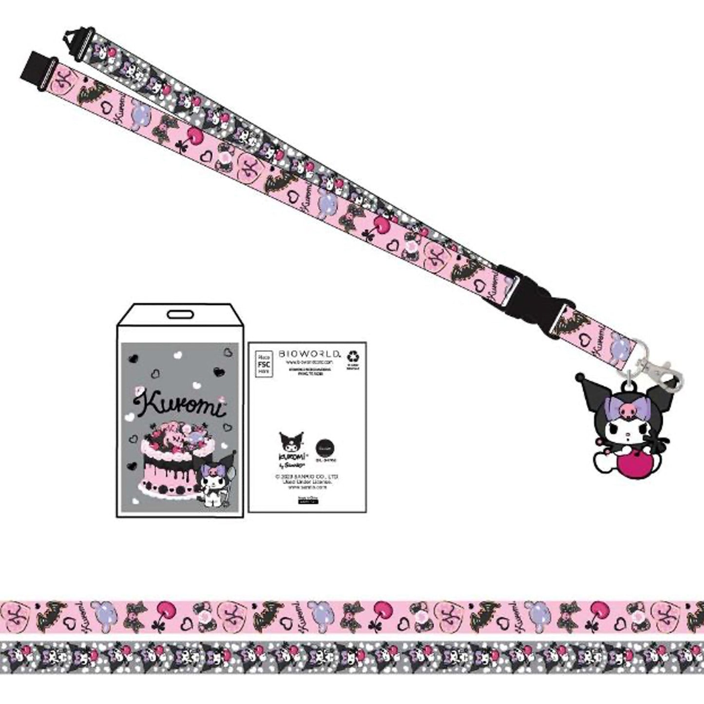 Sanrio Kuromi with Cherries and Cookies Double-Sided Breakaway Lanyard