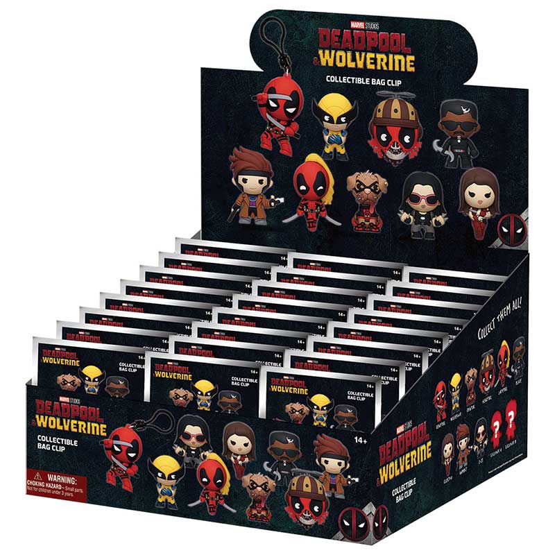 Marvel Deadpool and Wolverine: Blind Bags 3D Foam Character Bag Clips Case of 24