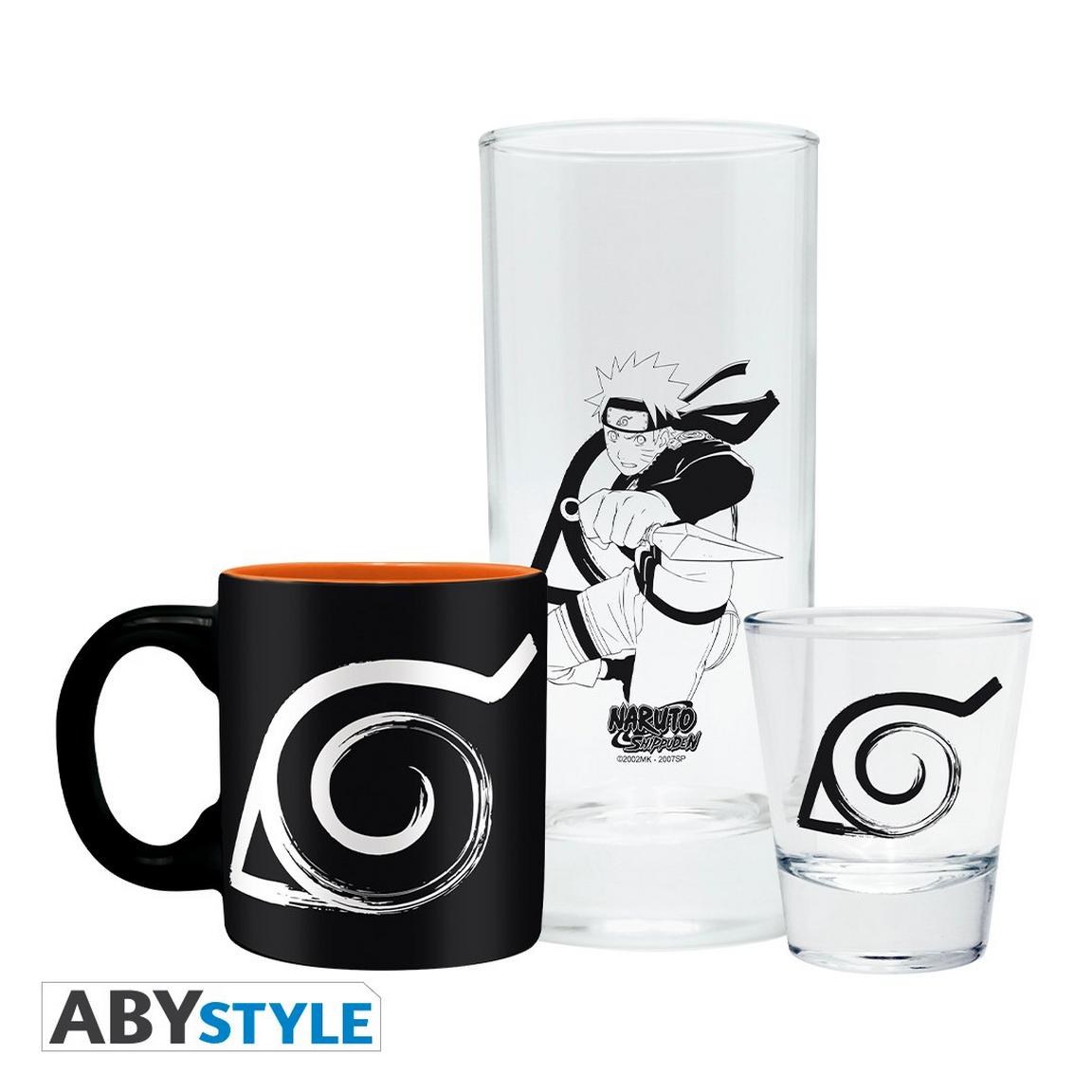 Naruto Shippuden Set of 3 Coffee Glasses Gift Set