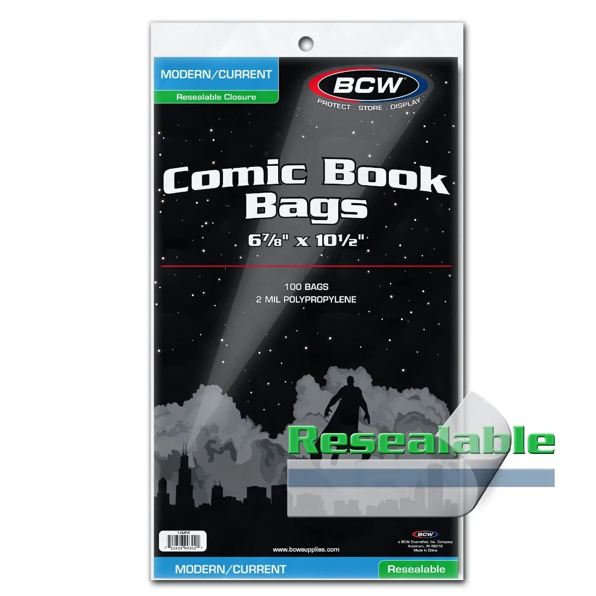 Resealable Current/Modern Comic Bags 100 Bags per Pack