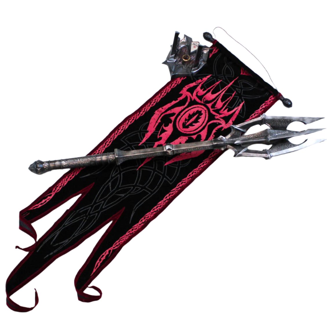 Lord of the Rings Sauron Mace and Banner Metal Replica with One Ring