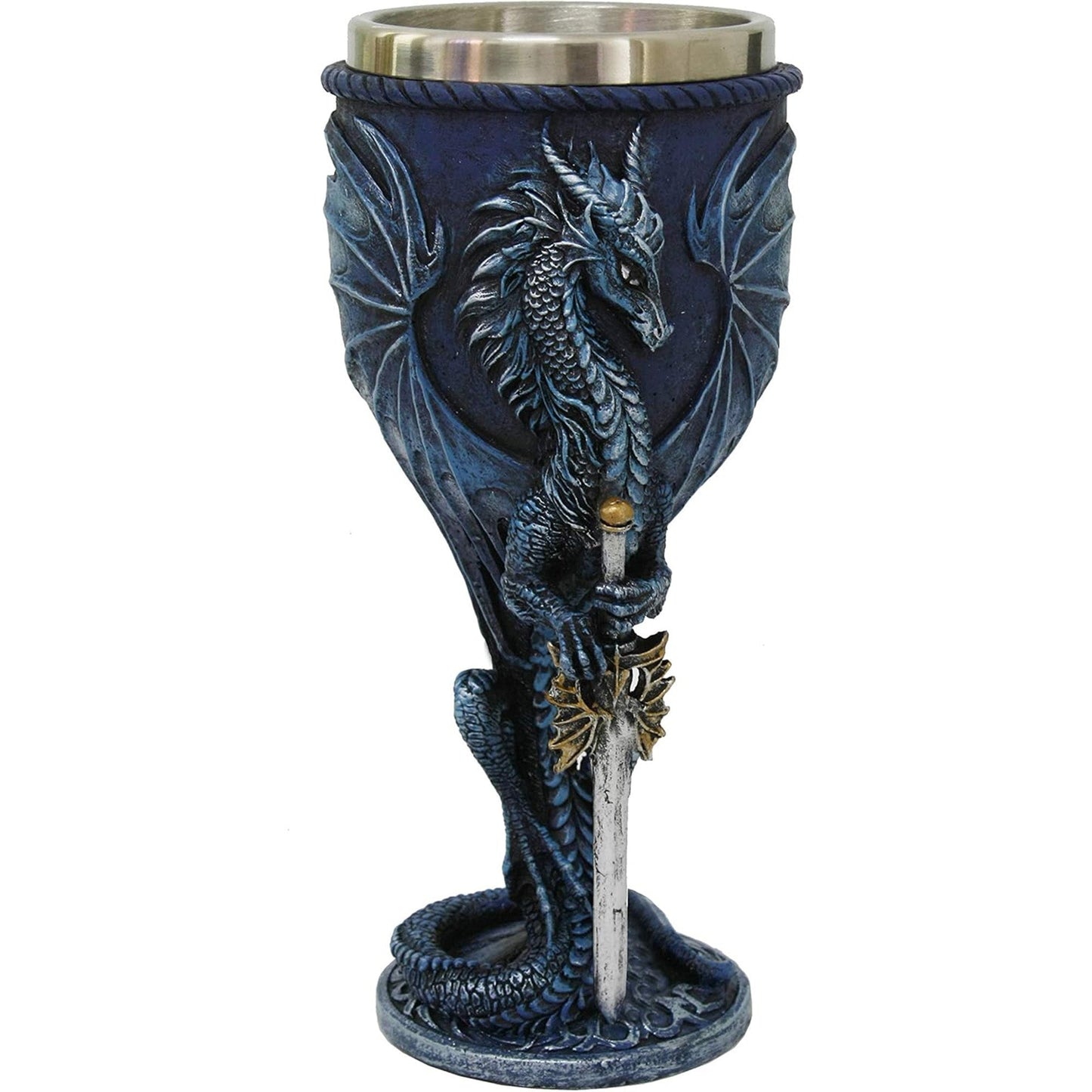 Sea Blade Fantasy Dragon Sculpted Goblet with Stainless Steel Inert