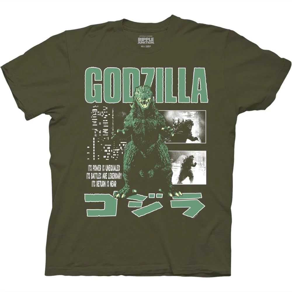 Godzilla Classic 2000 With Kanji Green Graphic T-Shirt