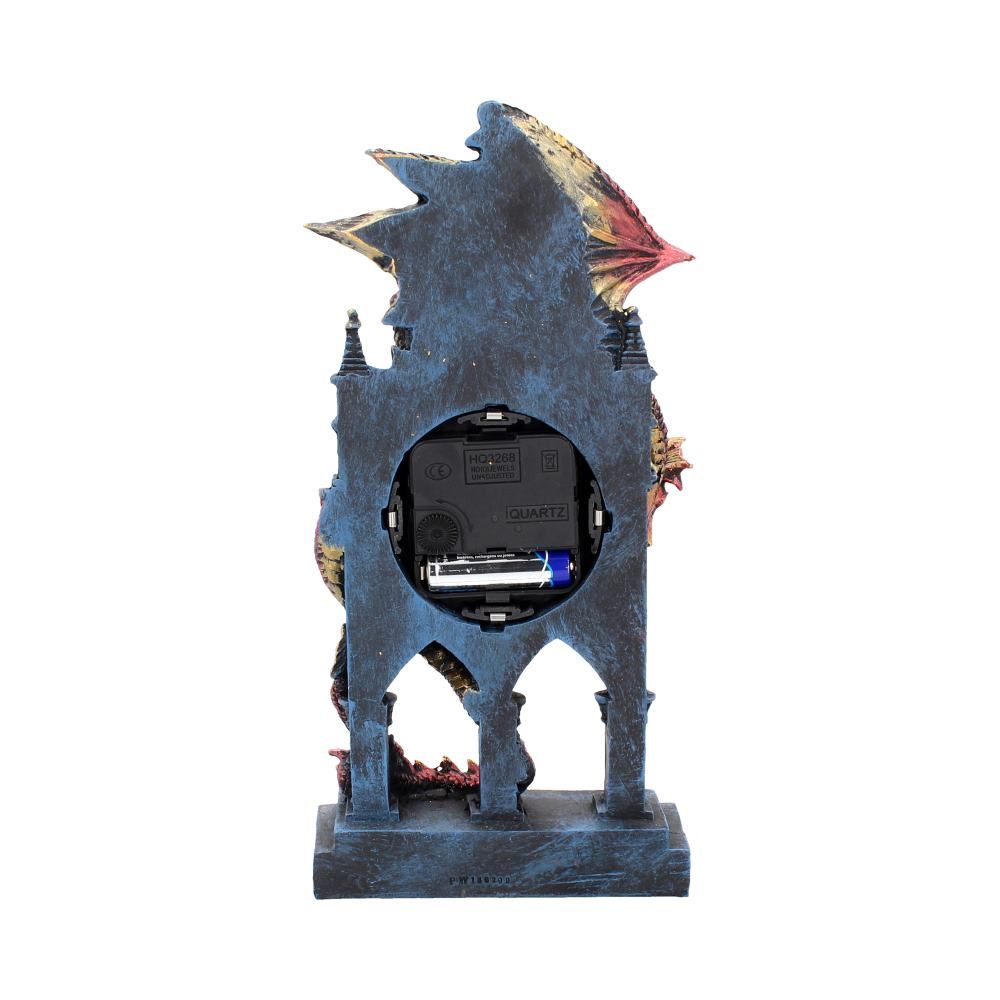 Fantasy Red Dragon Time Guardian Mantle Clock