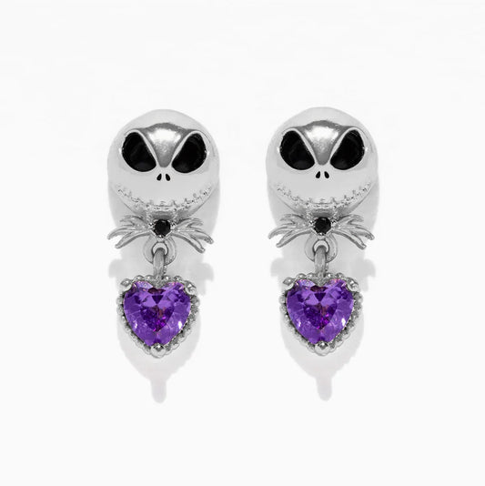 Disney Nightmare Before Christmas: Jack Skellington Heart Dangle Earrings