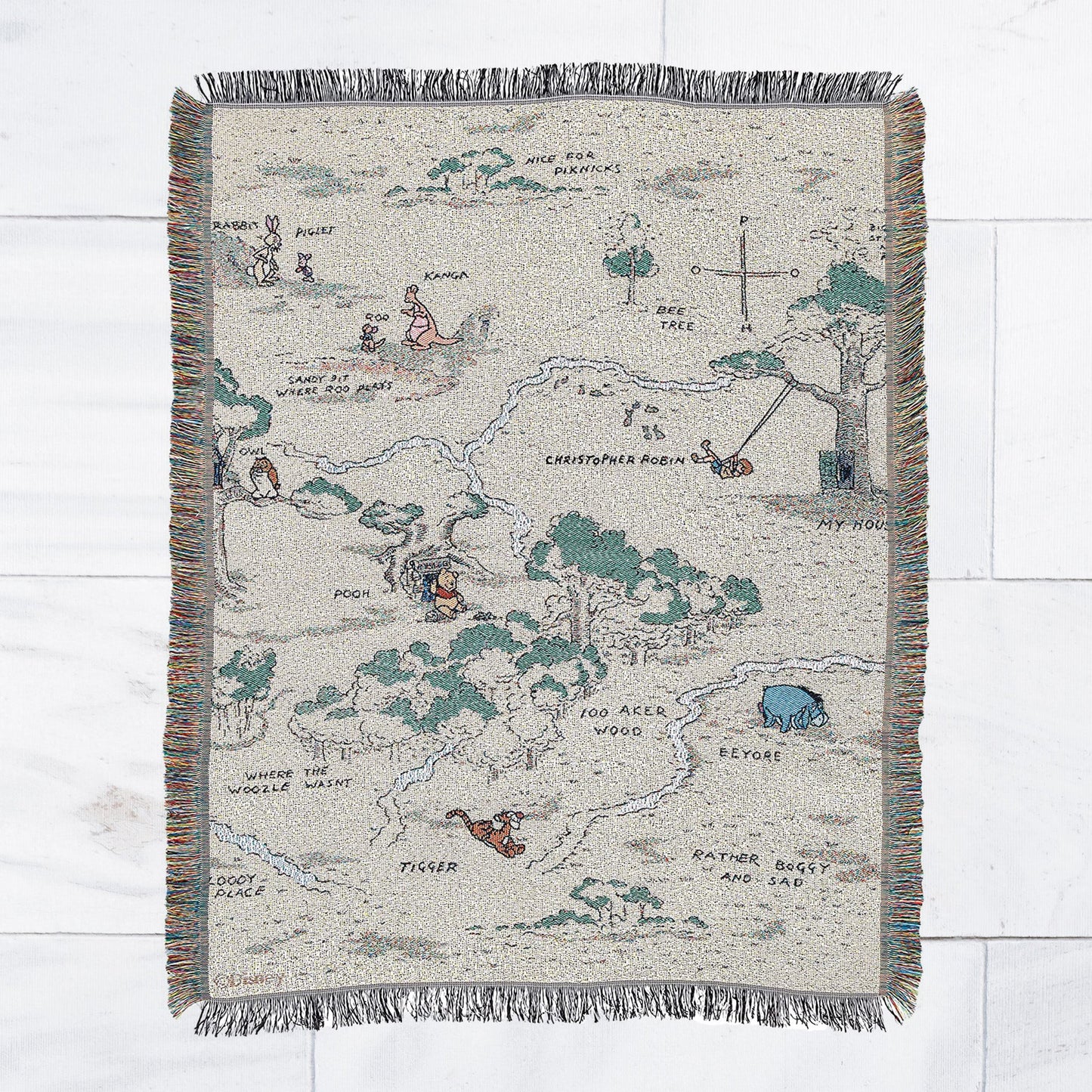 Hundred Acre Woods Winnie the Pooh Woven Tapestry Throw Blanket