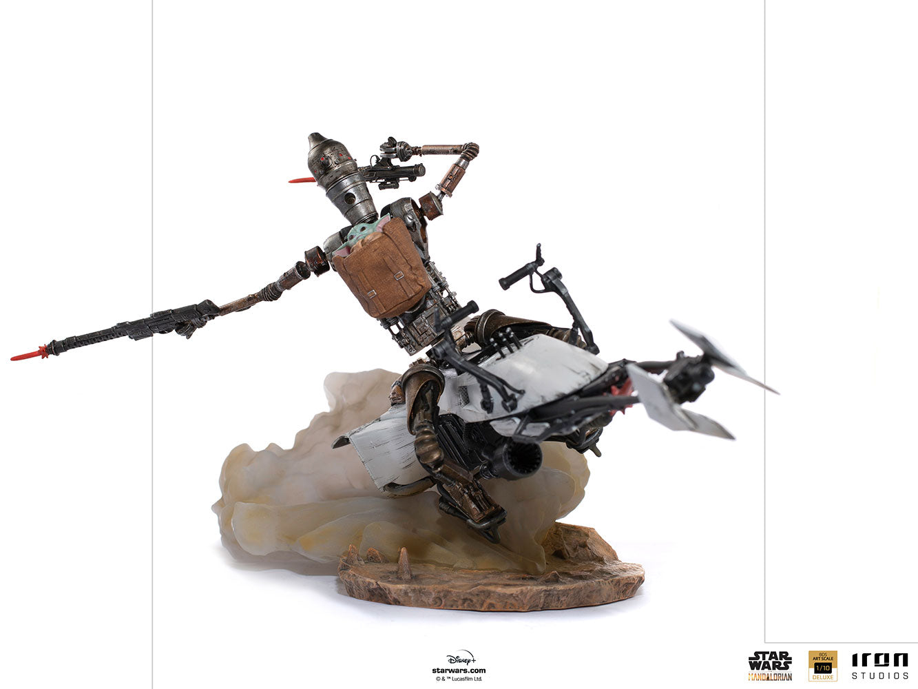 IG-11 and Grogu on Speeder (Star Wars: The Mandalorian) 1:10 Deluxe Scale Statue by Iron Studios