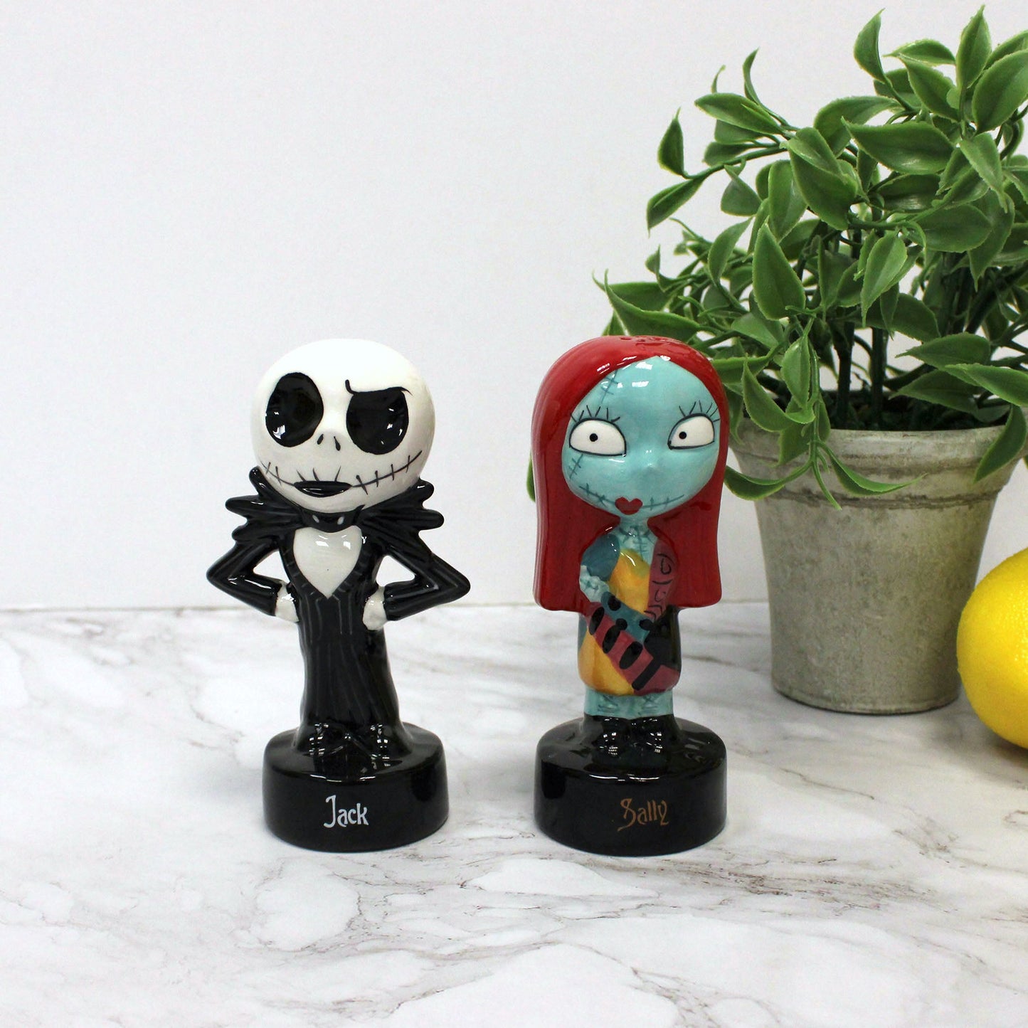 Tim Burton's The Nightmare Before Christmas Jack And Sally Ceramic Salt & Pepper Shaker Set