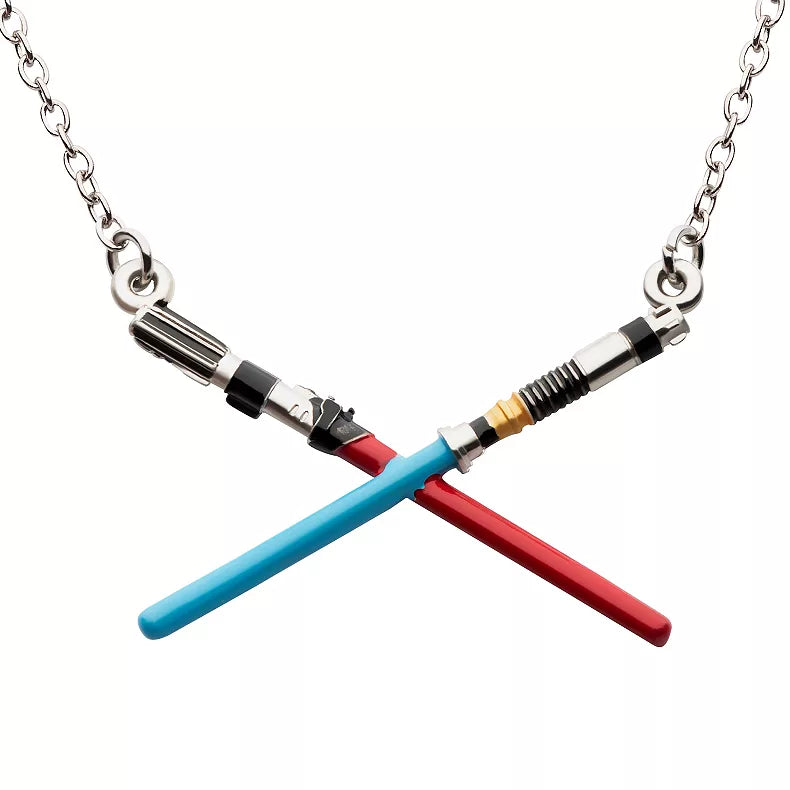 Kenobi and Vader Crossed Lightsabers (Star Wars: Obi-Wan Kenobi) Pendant Necklace