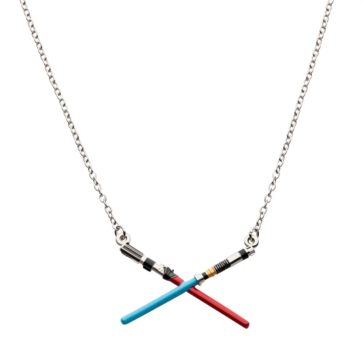 Star Wars Obi-Wan Darth Vader Crossed Lightsabers Pendant Necklace