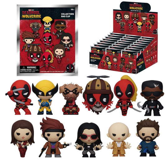 Marvel Deadpool and Wolverine: Blind Bags 3D Foam Character Bag Clips Case of 24