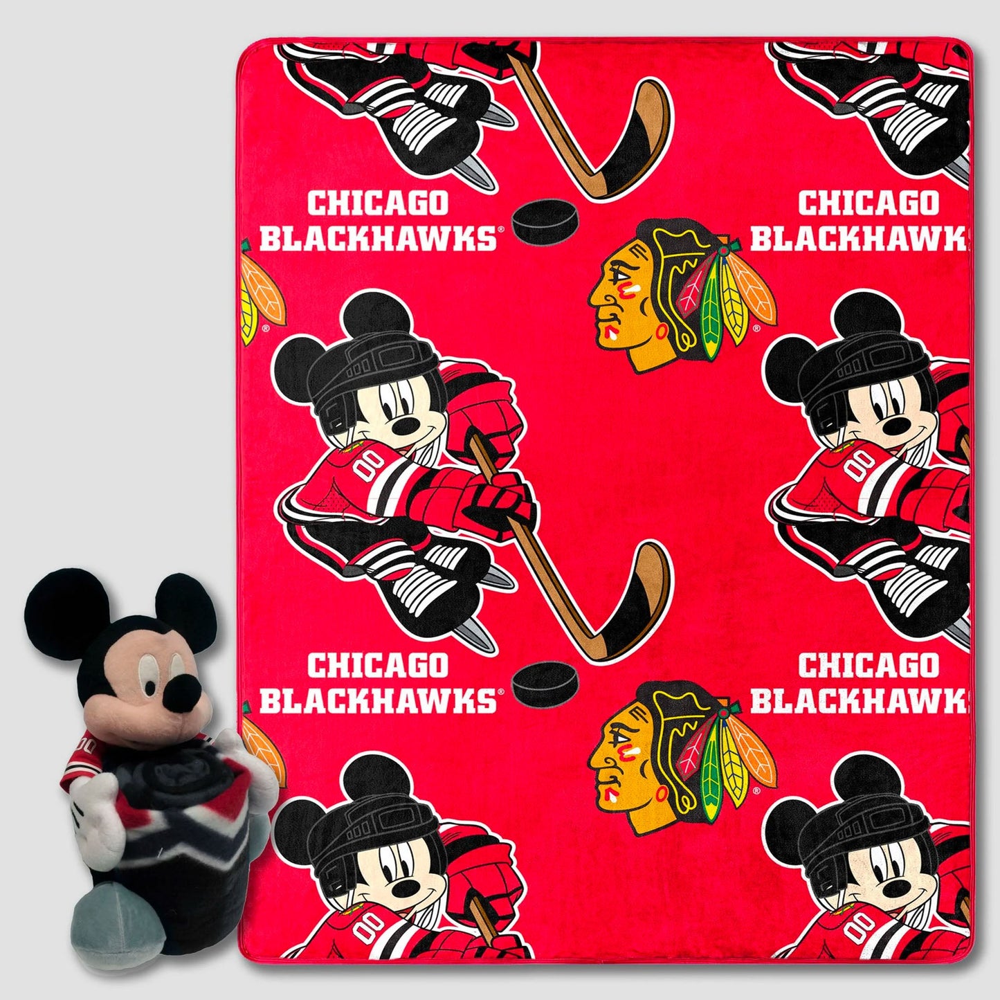 Mickey Mouse (Disney) NHL Chicago Blackhawks Plush and Throw Blanket