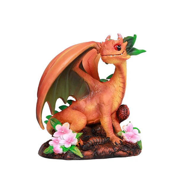 Fantasy Peach Dragon Statue Figurine