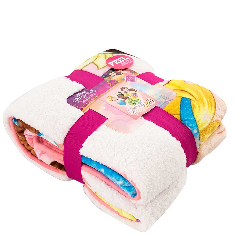 Disney Princess "Courage To be Kind" Oversized Sherpa Backed Throw Blanket