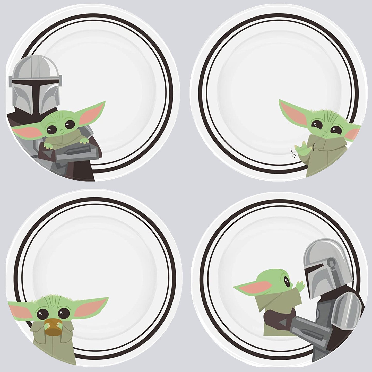 Grogu & Mando (Star Wars: The Mandalorian) 4-Piece Ceramic Plate SetGrogu & Mando (Star Wars: The Mandalorian) 4-Piece Ceramic Plate Set