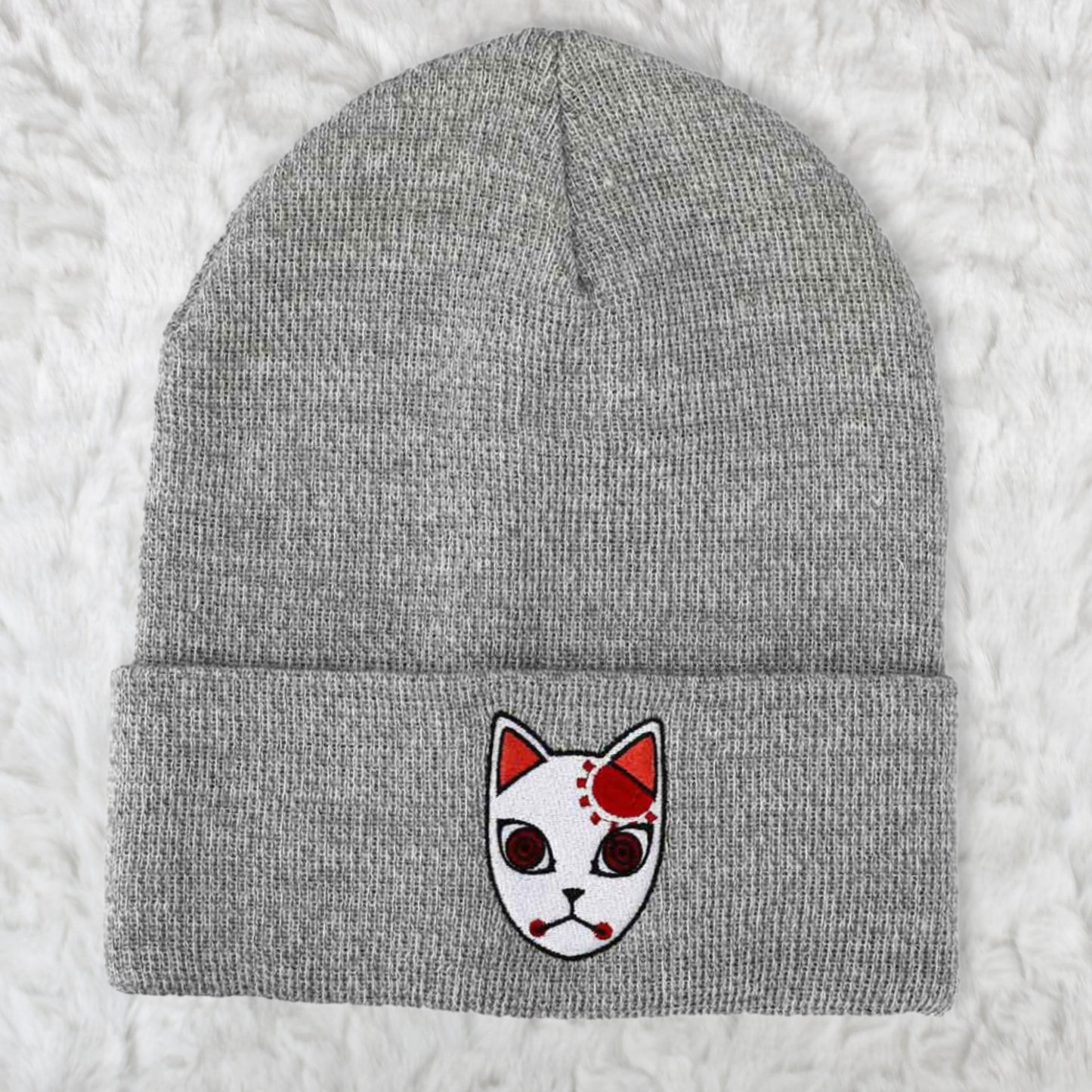 Tanjiro's Warding Mask (Demon Slayer) Embroidered Cuff Beanie Hat