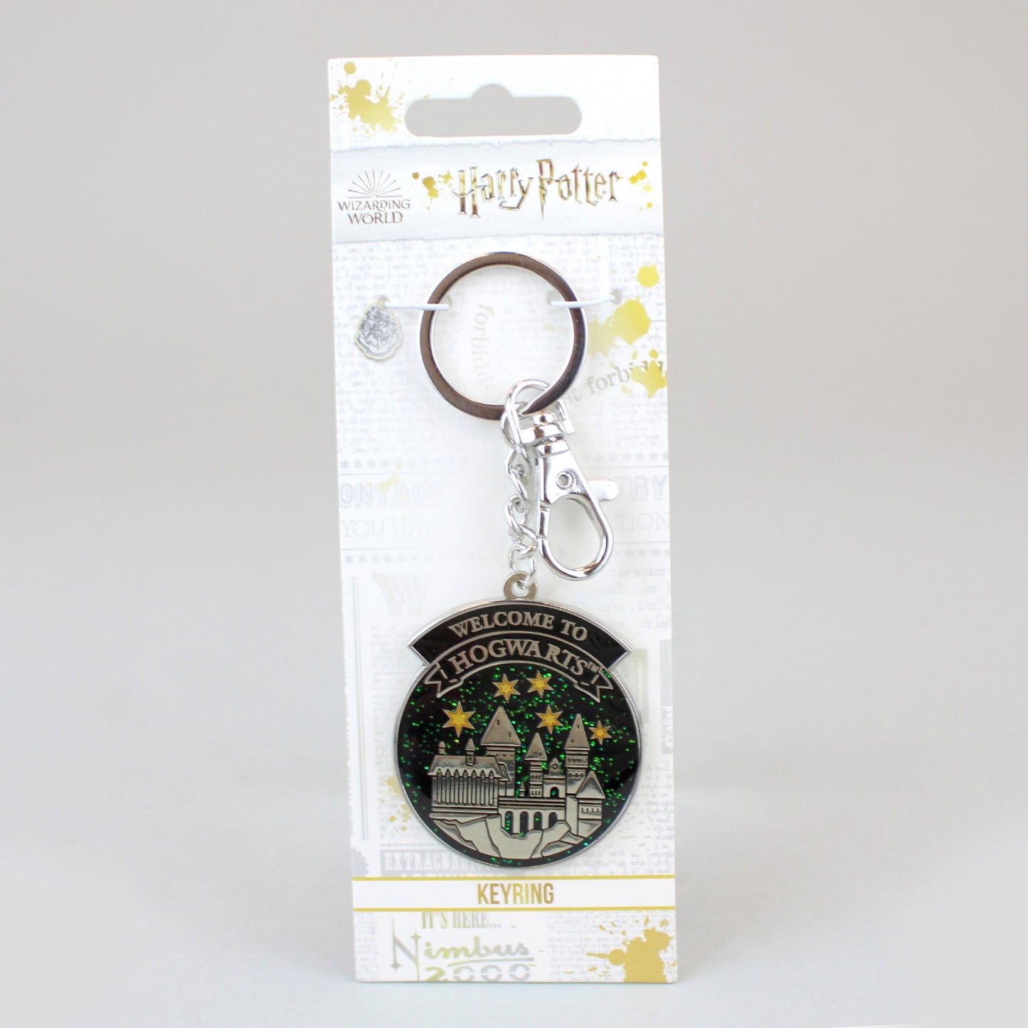 Welcome to Hogwarts (Harry Potter) Silver Plated Sparkle Keychain
