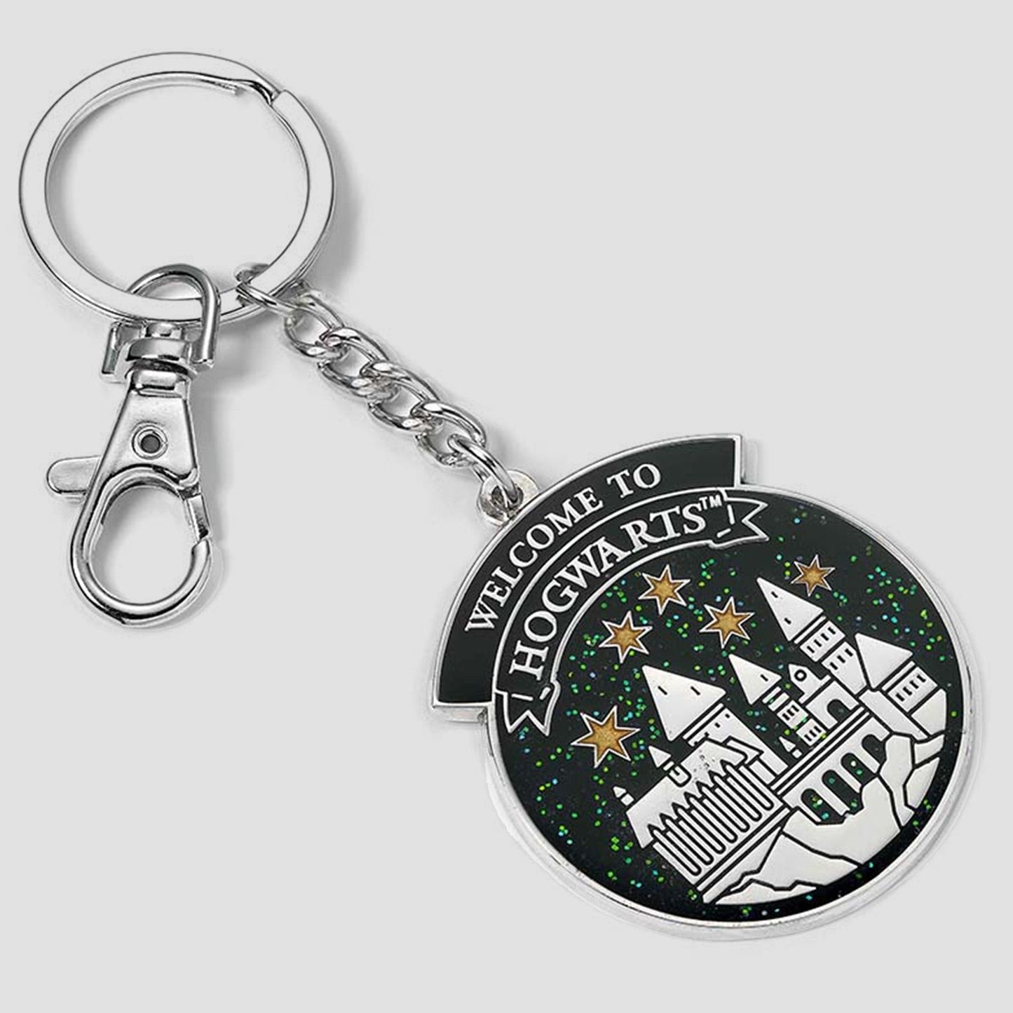 Welcome to Hogwarts (Harry Potter) Silver Plated Sparkle Keychain