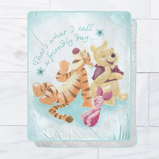 Winnie the Pooh & Friends (Disney) Silk Touch Sherpa Backed Throw Blanket