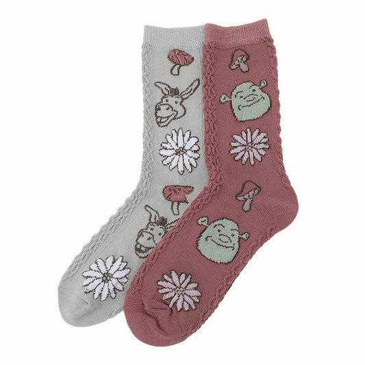 Dreamworks Shrek & Donkey Women's 2 Pair Crew Socks