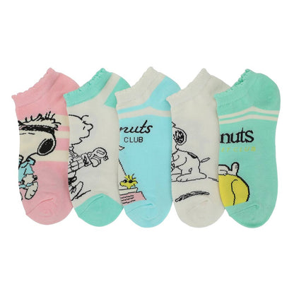 Peanuts Sports 5 Pair Women's Ankle Socks