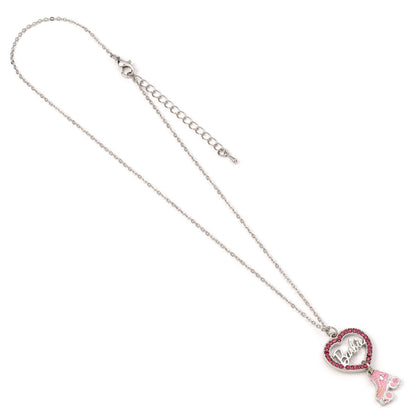 Barbie crystal heart and roller skate necklac