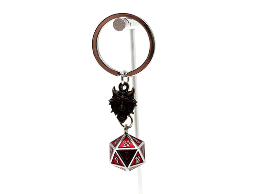 D20 Dice Red Keychain
