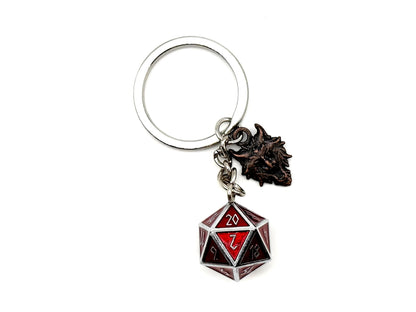 D20 Dice Red Keychain