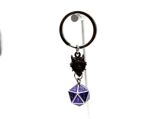 D20 Dice Purple Keychain