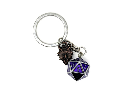 D20 Dice Purple Keychain