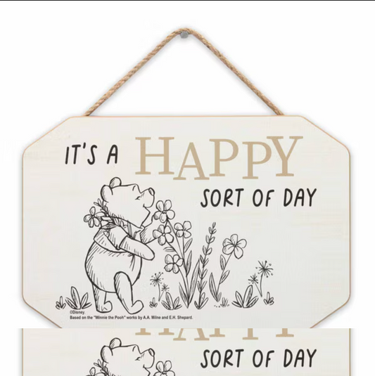Disney Winnie the Pooh Happy Sort of Day Hanging Wood Wall Decor