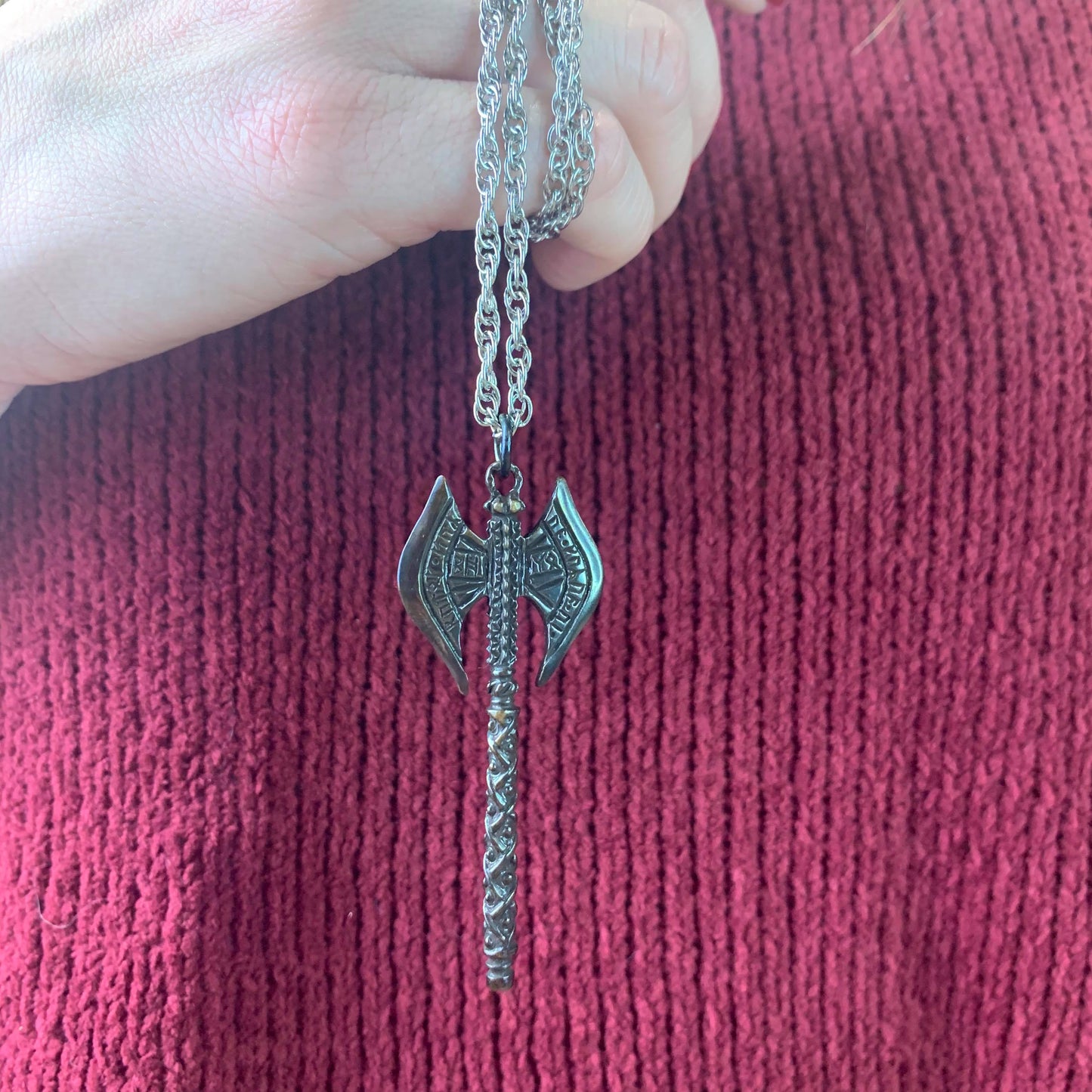 Lord of the Rings Dwarf Battle Axe Bronze Necklace