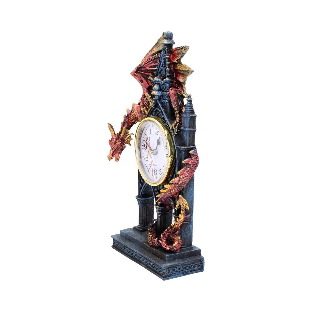 Fantasy Red Dragon Time Guardian Mantle Clock