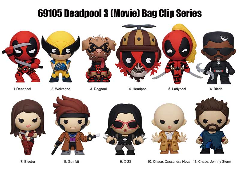 Marvel Deadpool and Wolverine: Blind Bags 3D Foam Character Bag Clips Case of 24