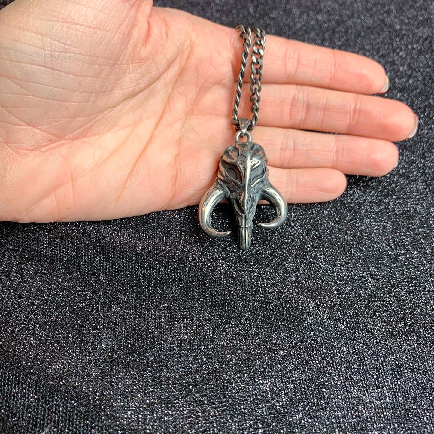 Mandalorian Mythosaur Skull (Star Wars) Stainless Steel Antiqued Unisex Pendant