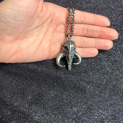 Mandalorian Mythosaur Skull (Star Wars) Stainless Steel Antiqued Unisex Pendant