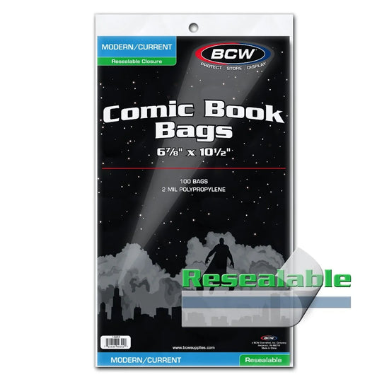 Resealable Current/Modern Comic Bags 100 Bags per Pack