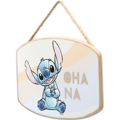 Disney Lilo and Stitch "Ohana" Pastel Hanging Wood Wall Sign