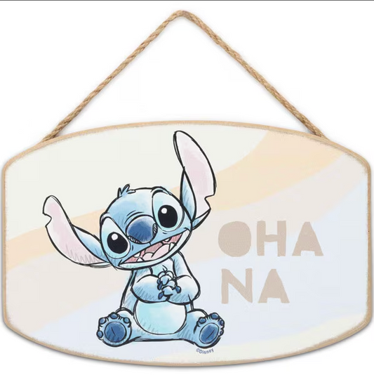 Disney Lilo and Stitch "Ohana" Pastel Hanging Wood Wall Sign