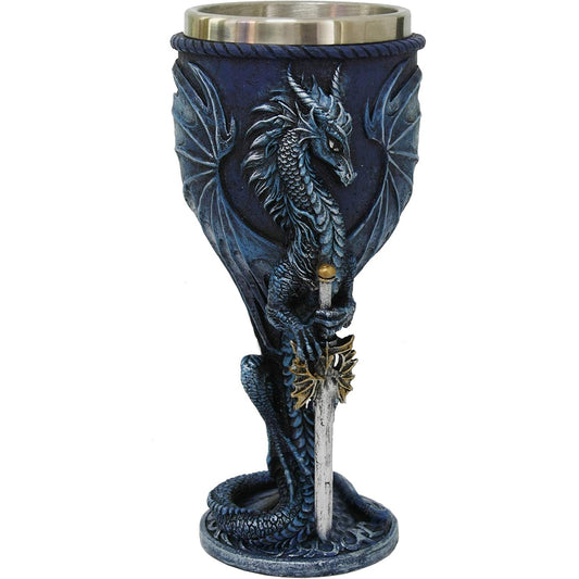Sea Blade Fantasy Dragon Sculpted Goblet with Stainless Steel Inert